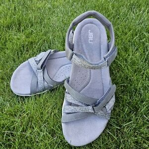JBU Silver and Gray Strappy Sandals